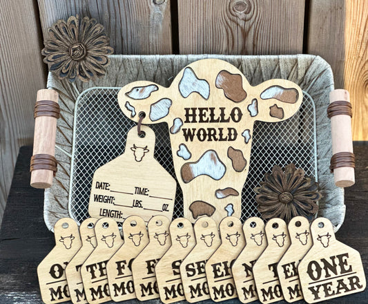 Cow Monthly Milestone and Birth Announcement