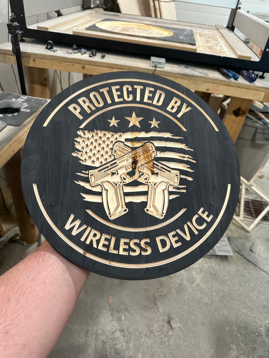 Protected By Wireless Device Sign/American Sign