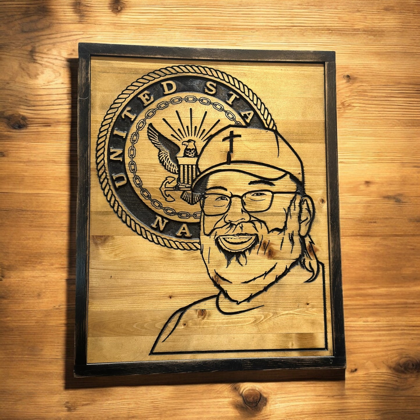 Custom Carved Wood Portrait