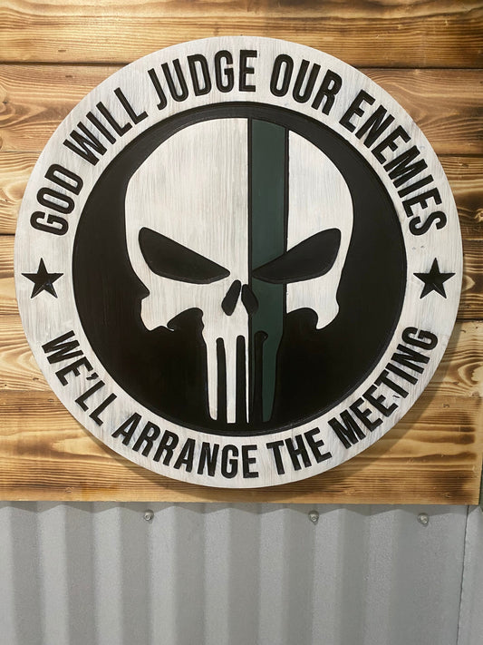 Thin green line punisher sign